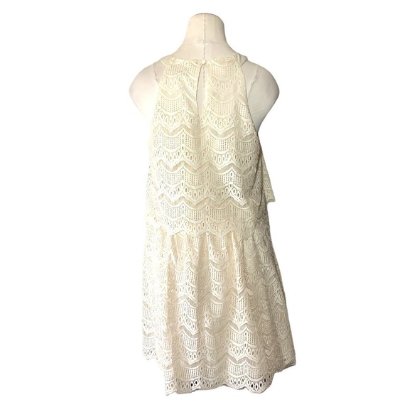 She + Sky Lace Mini Dress Layered Sz M Halter Neck Sleeveless Feminine Cowgirl - Picture 3 of 9